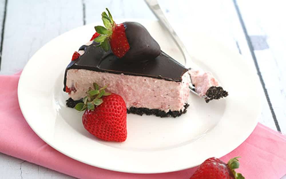 Sugar free no bake chocolate covered strawberry cheesecake