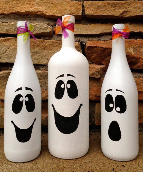 Adorable wine bottle ghosts