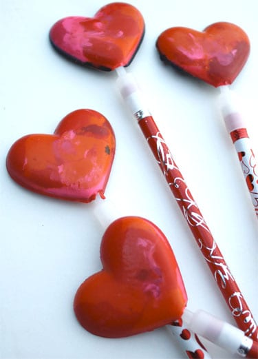 Crayon heart pencil toppers