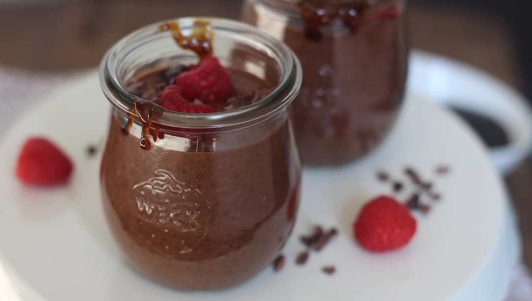 Dark chocolate raspberry pudding