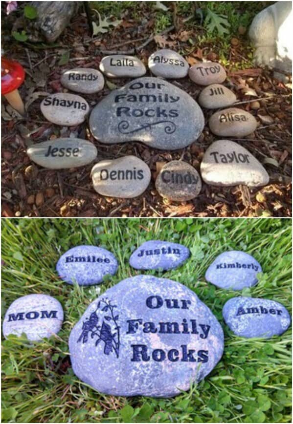 Family garden rocks
