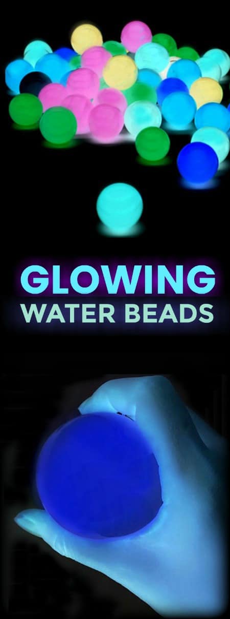 Glowing rainbow water beads
