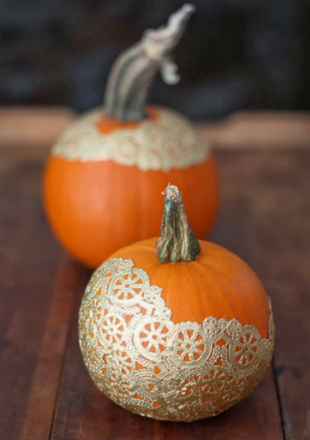 Golden Doily Pumpkin Decor