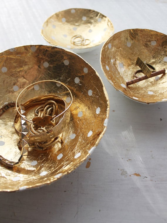 Gold leaf papier mache bowls