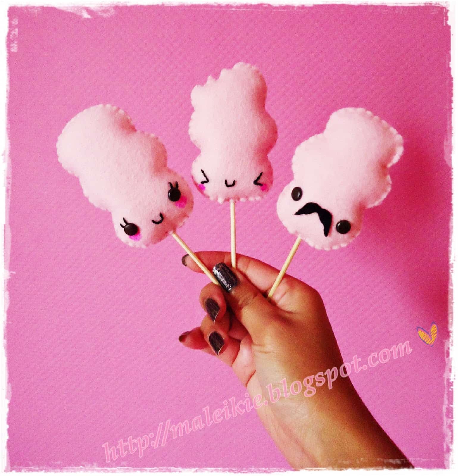 Kawaii cotton candy stitching characers