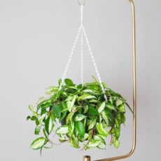 Metallic copper hanging plant stand