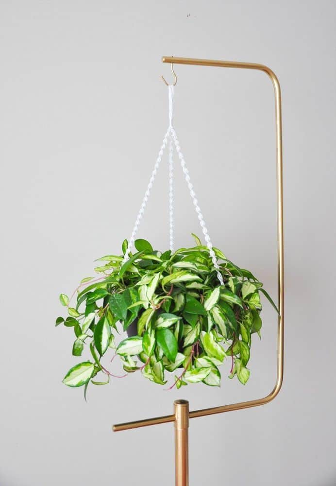 Metallic copper hanging plant stand