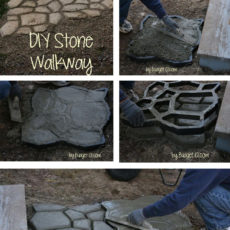 Mosaic style stone walkway