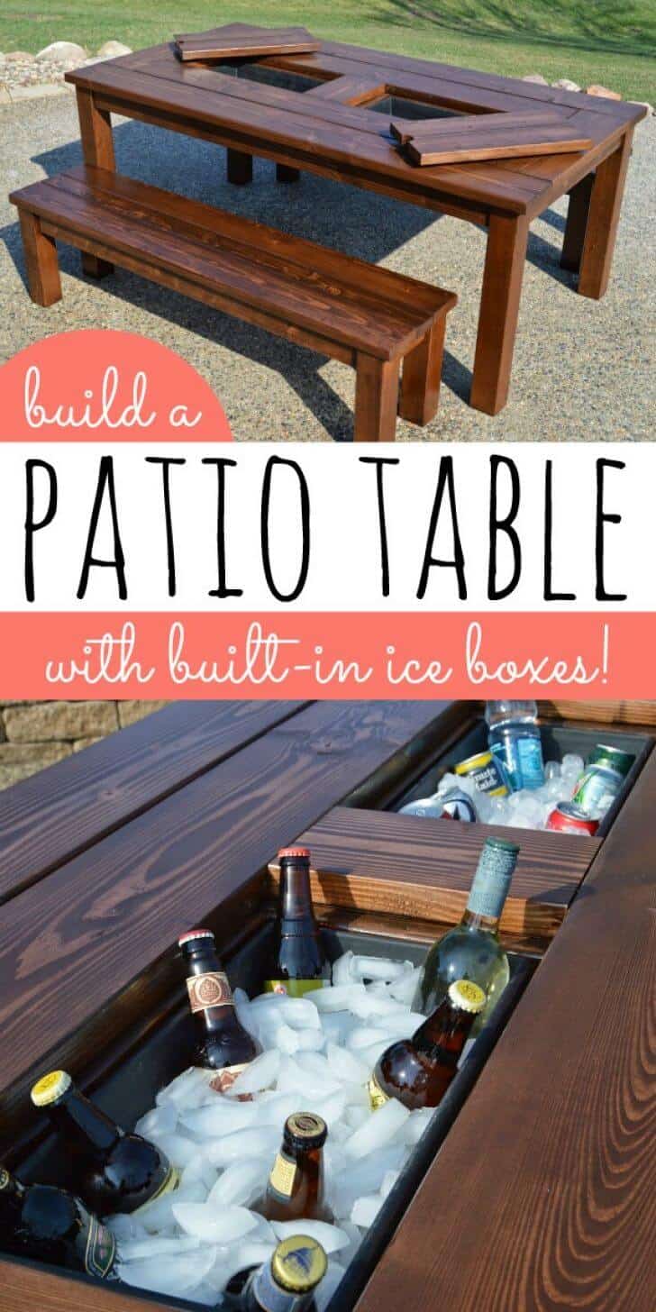 Patio table with a built in icebox