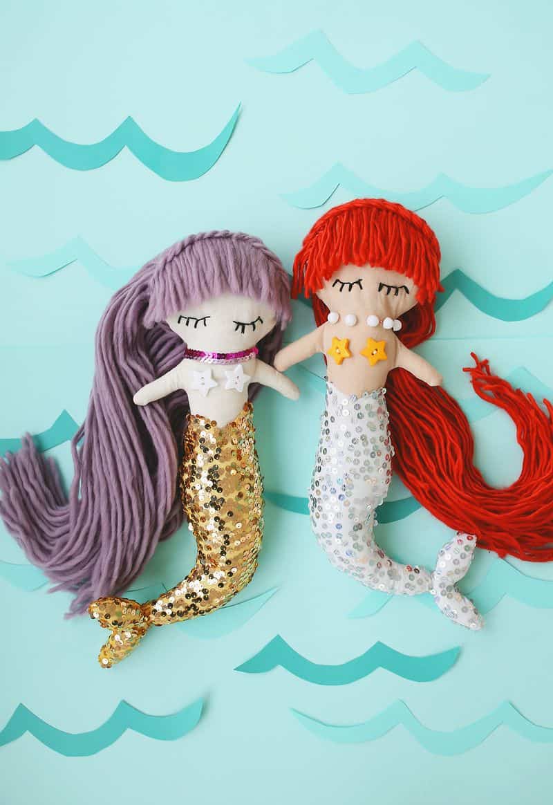 Plush mermaid dolls with sequin tails