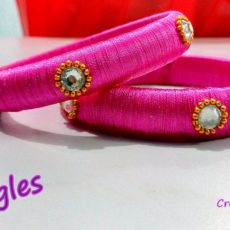 Silk thread wrapped bangles with rhinestones