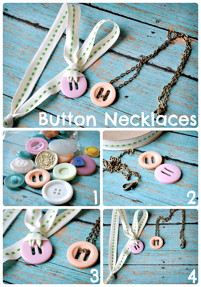 Simple single button necklace with laces or chains