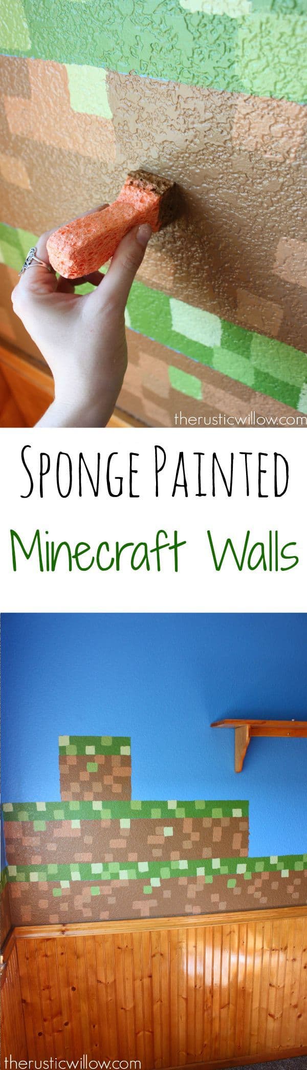 Sponge painted minecraft wall