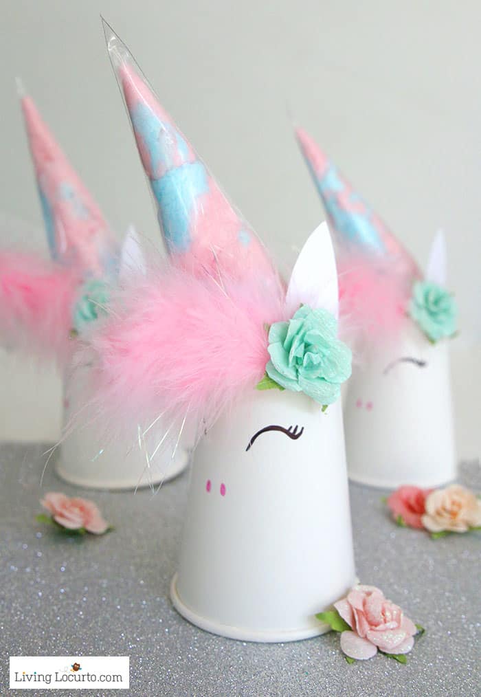 Unicorn cotton candy party favours