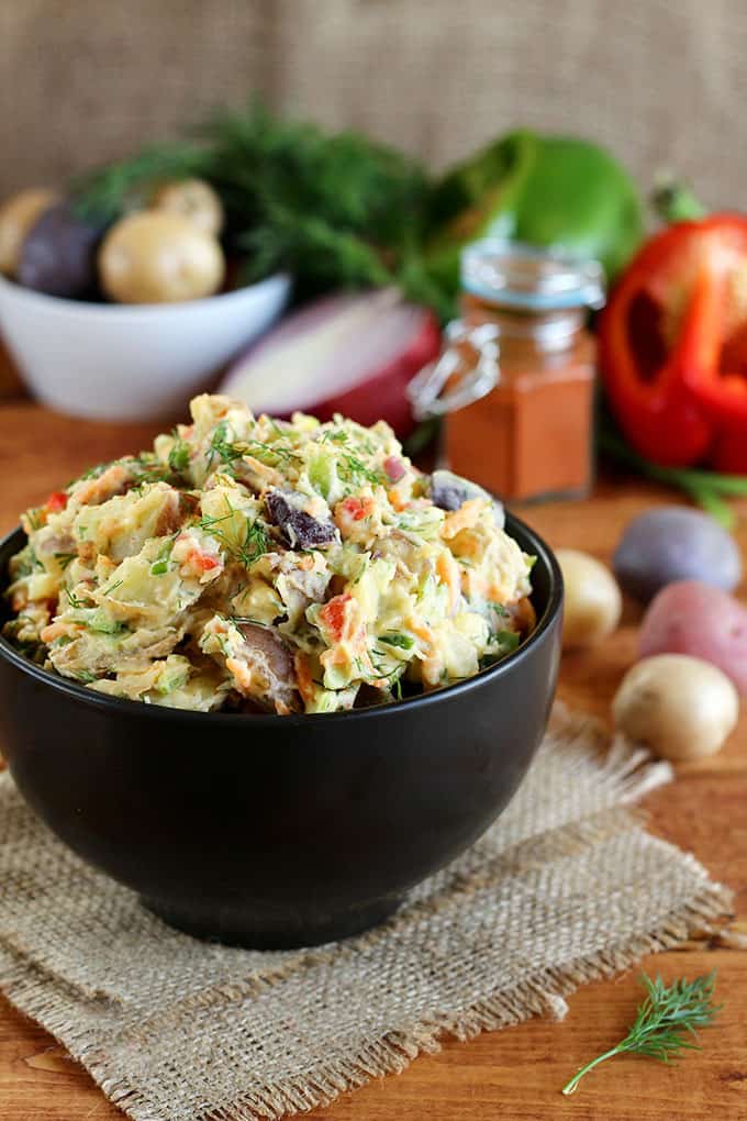 Vegan rainbow potato salad