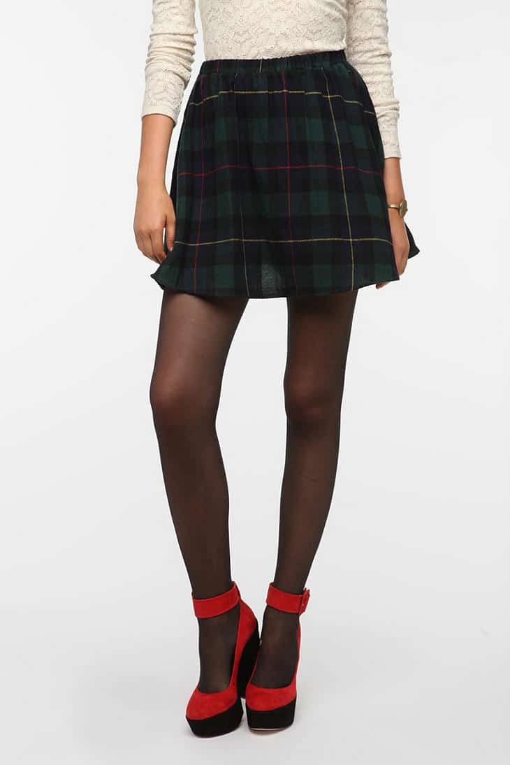 Wool plaid mini skirt