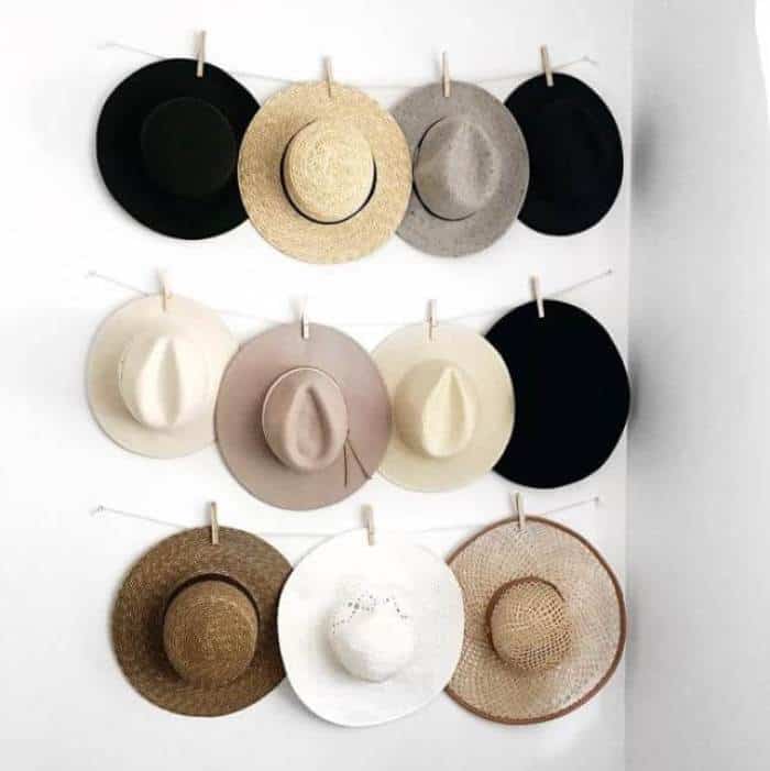 Diy clothing line hat rack