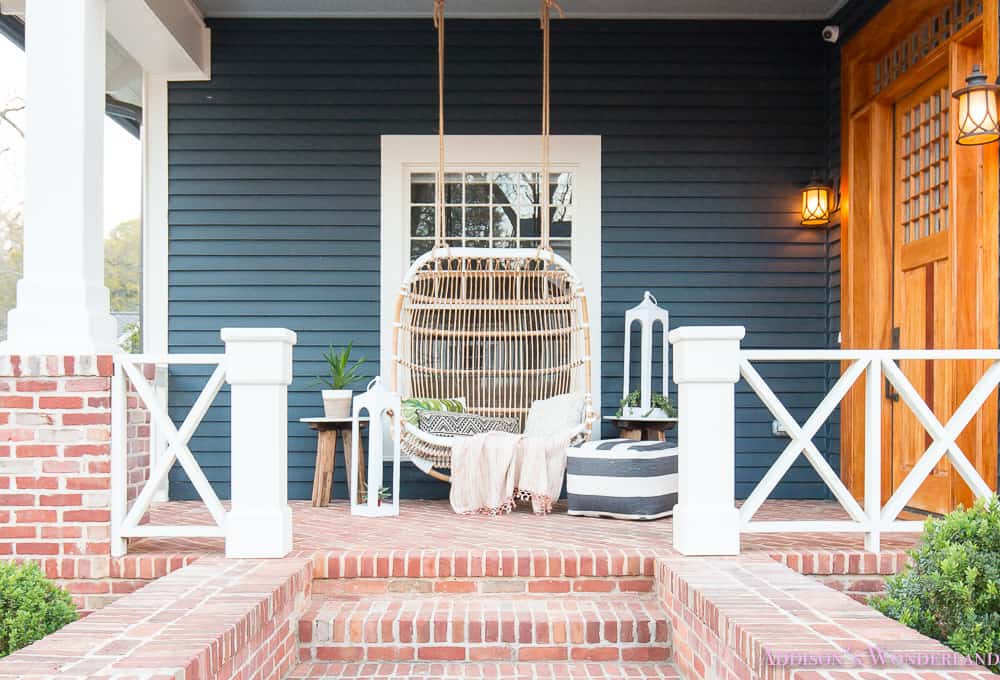 Ecclectic porch swing decor