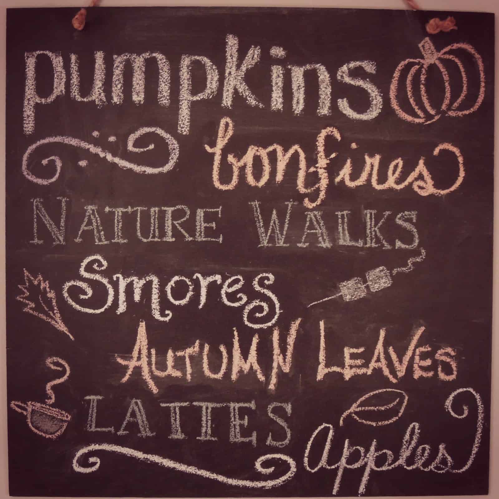 Fall chalkboard favorites list
