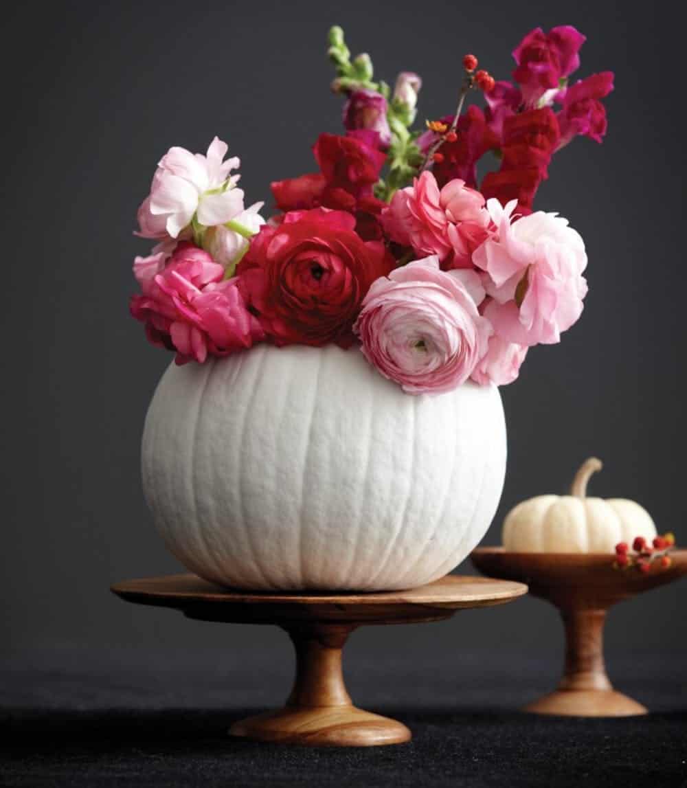 Flower Pot Pumpkin - White Pumpkin Decor