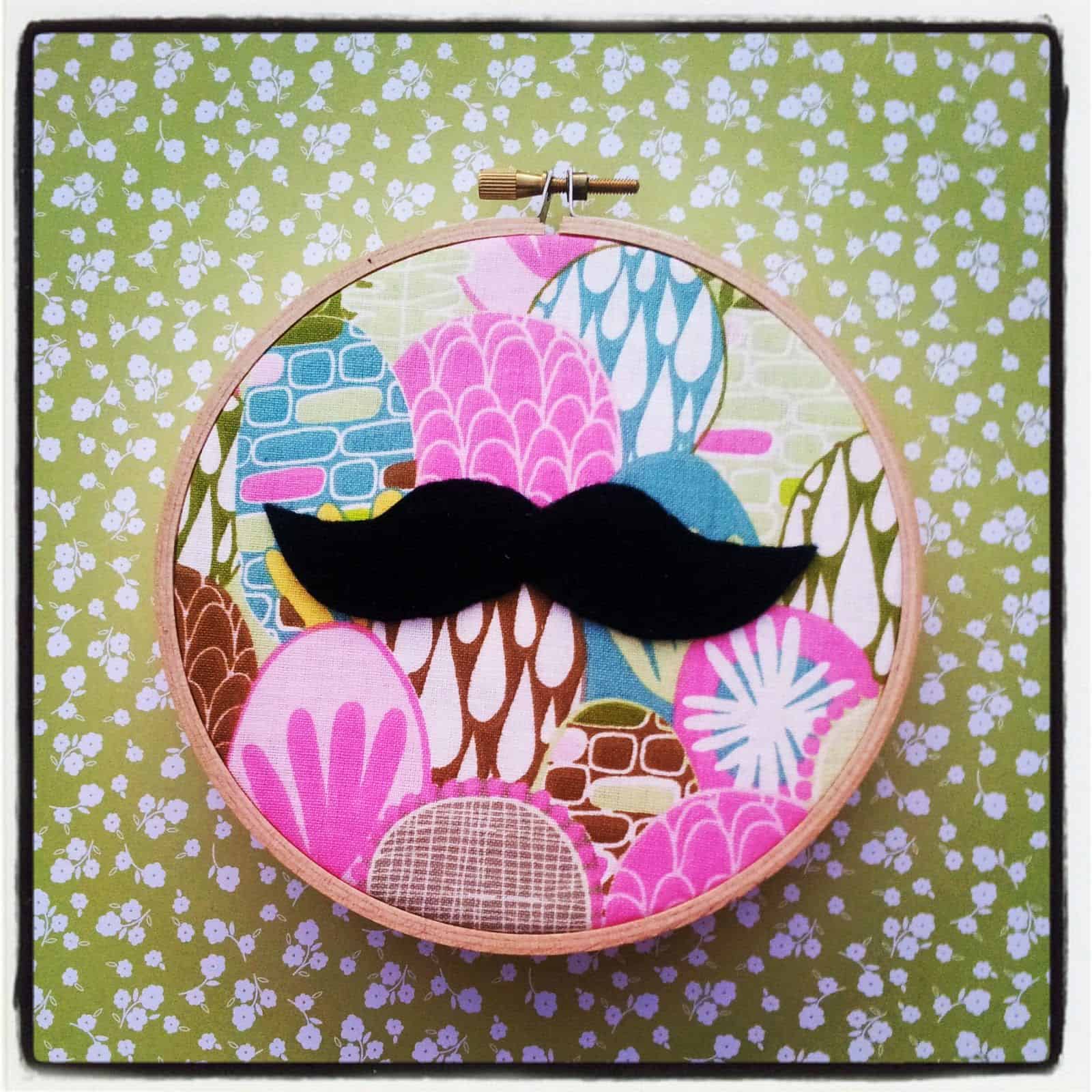 Diy moustahce embroidery hoop art