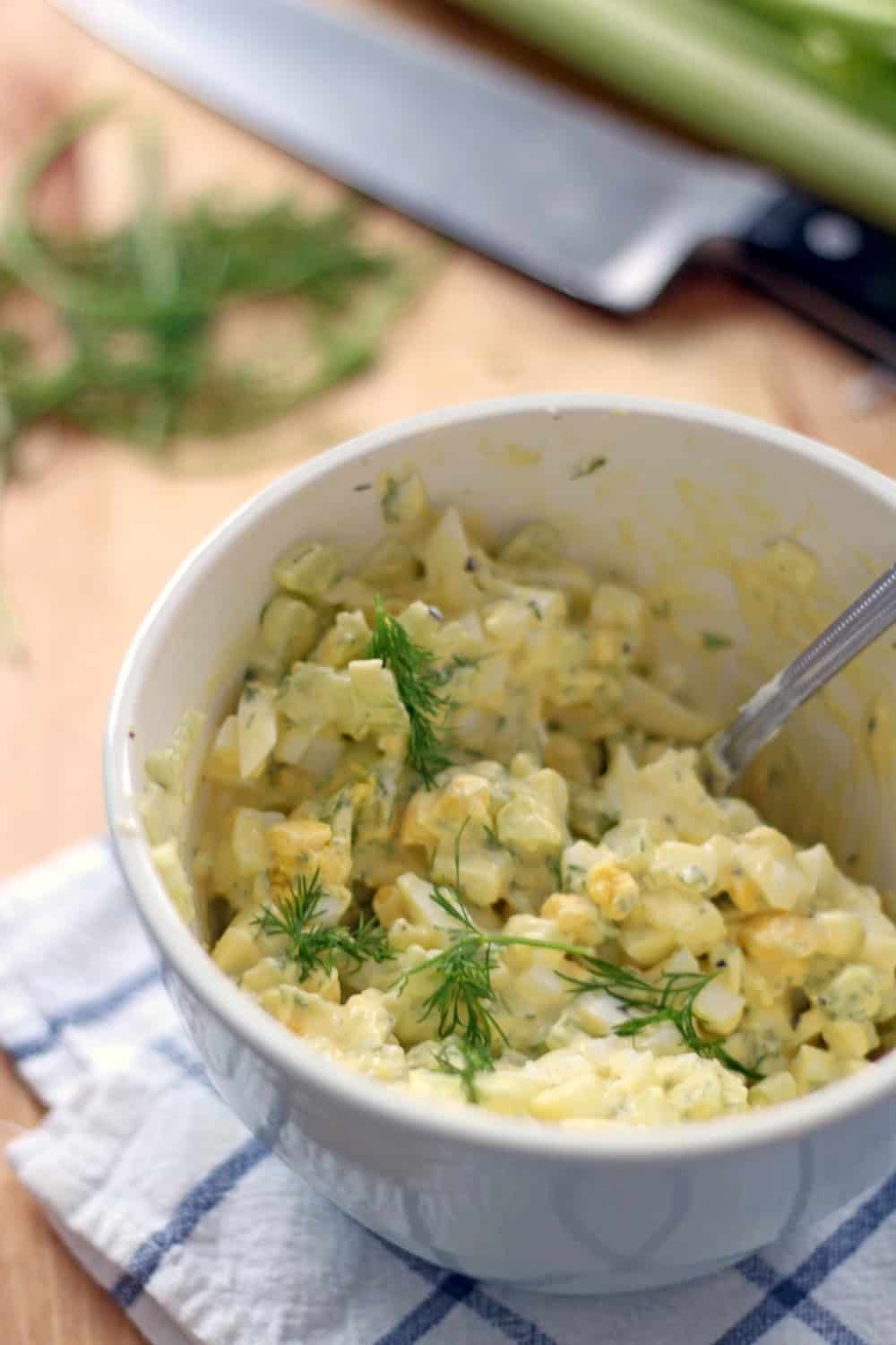 Greek yogury egg salad with dill