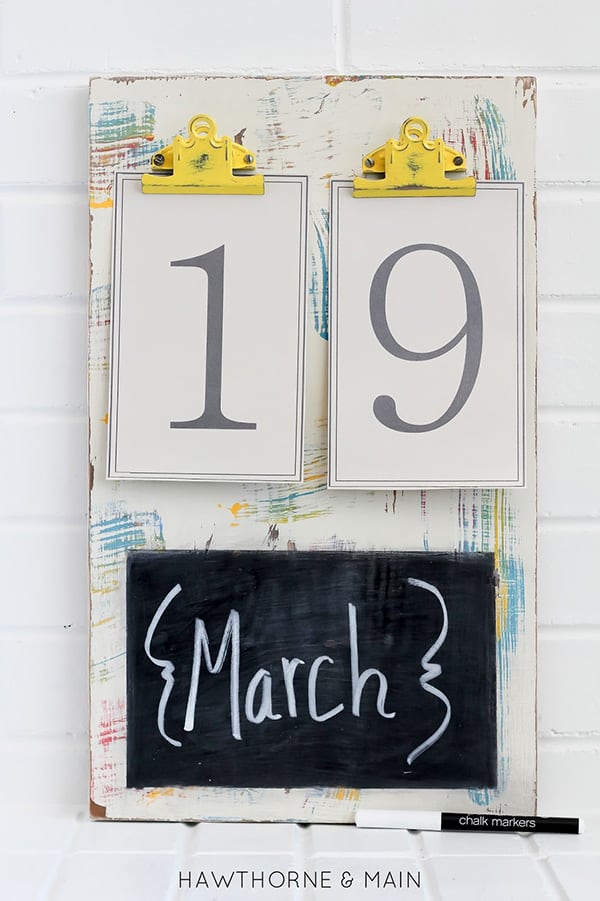 Rustic chic daily numbers calendar