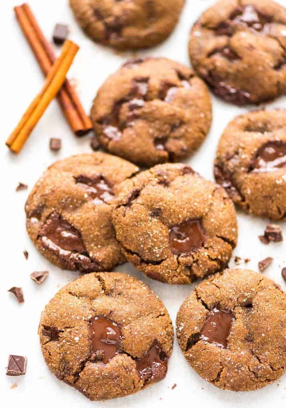 Ginger molasses cookies with chocolate