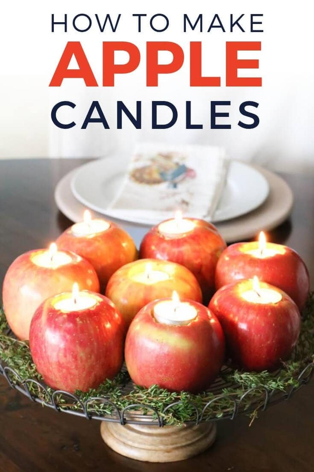Apple candles thanksgiving centerpiece