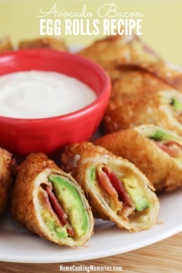 Avocado bacon egg rolls