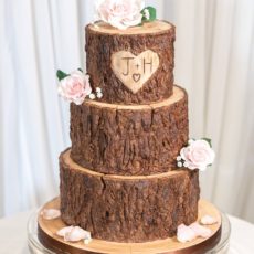 Carved initials cake