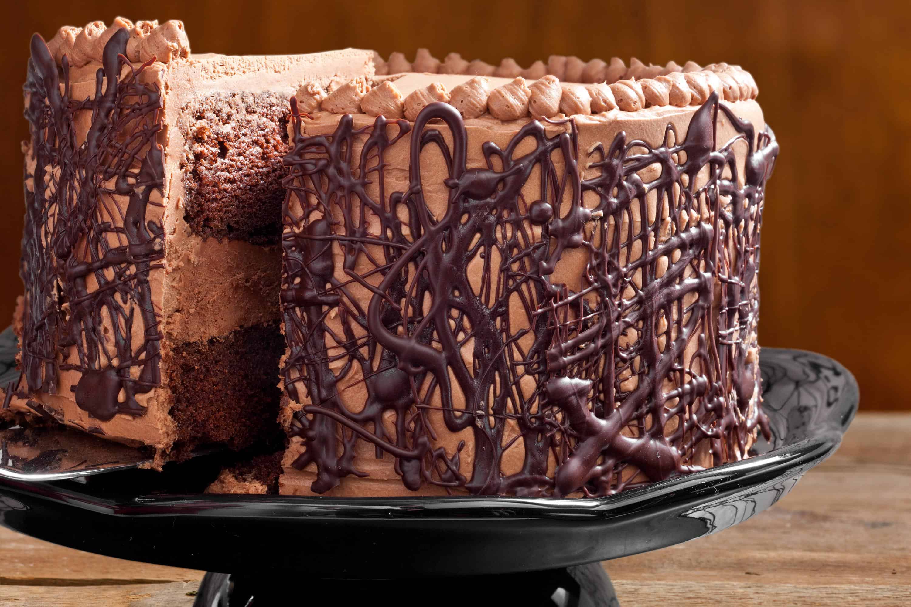 Chocolate cake with whipped fudge filling and chocolate buttercream