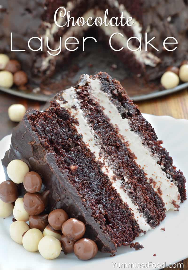 Chocolate layer cake with cream cheese filling