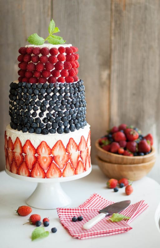 Colourful berry covered cake