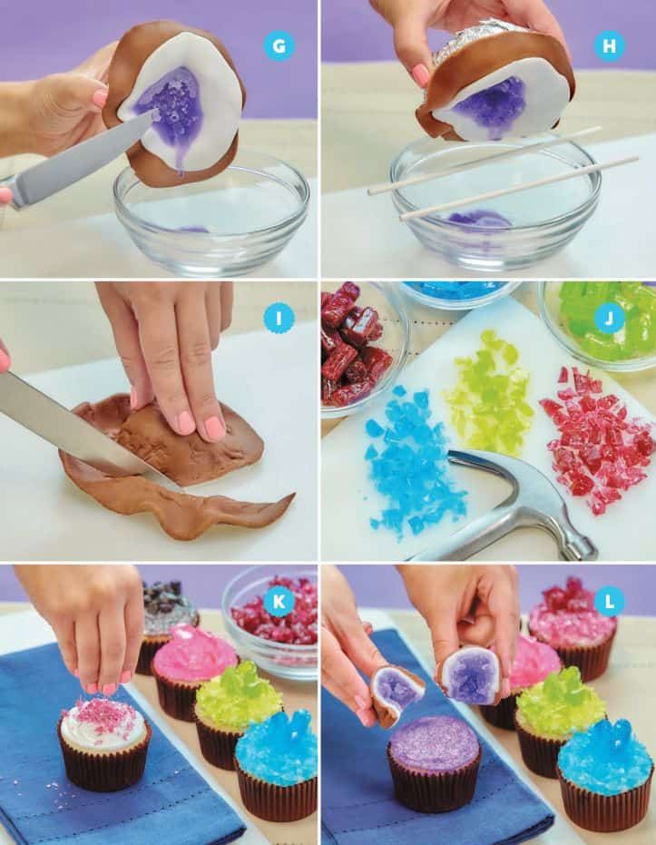 Geode candy cupcakes