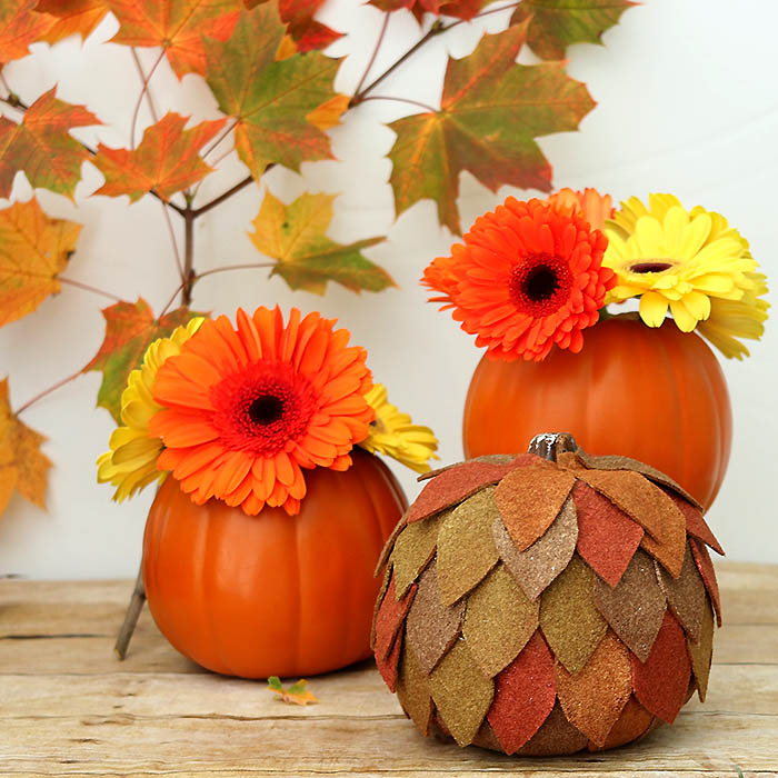 Layered felt pumpkin thanksgiving centerpiece ideas