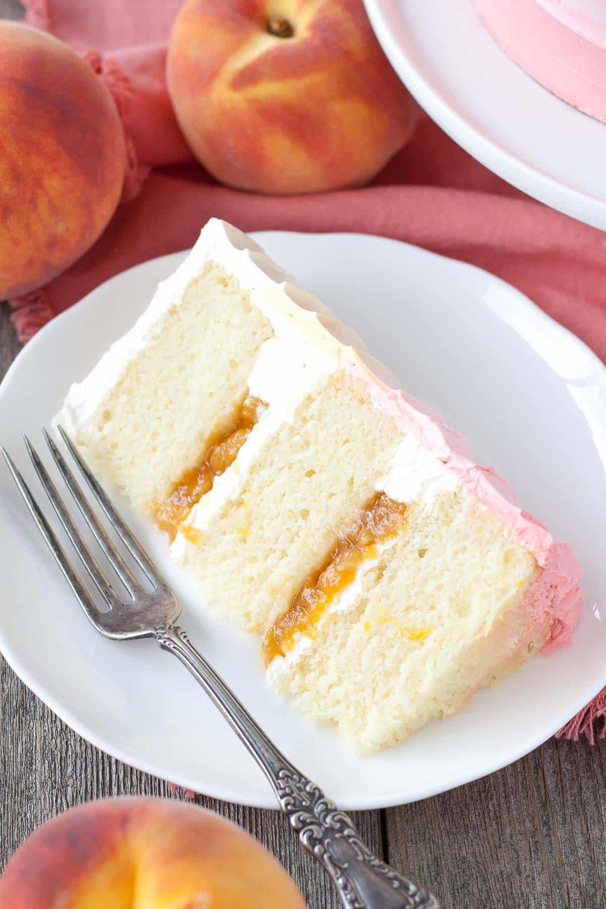 Ombre peach filled layer cake