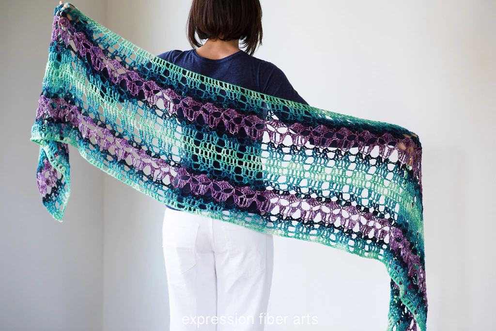 Peacock path crochet shawl