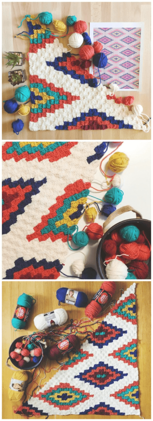 Southwestern corner to corner crochet blanket