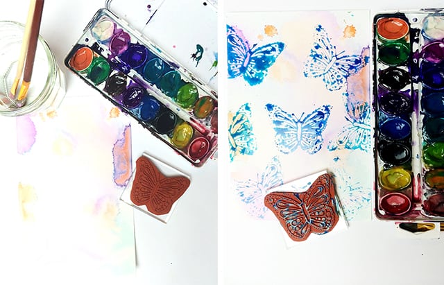 Watercolour stamping
