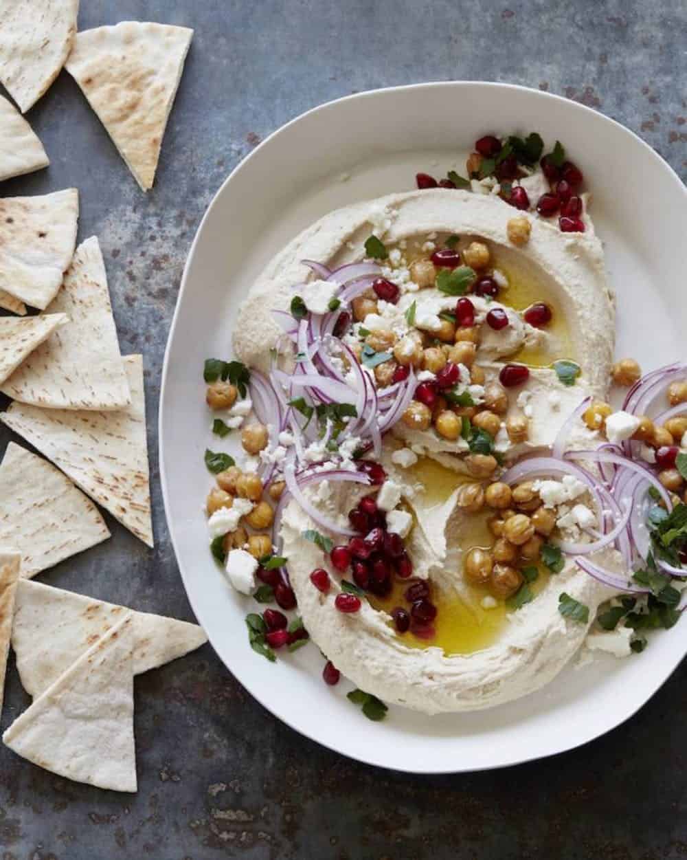 Loaded Hummus Finger Food for the Christmas Party