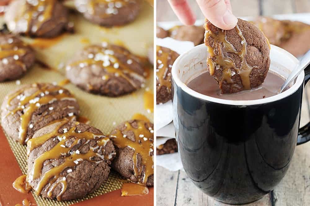 Salted caramel hot chocolate cookies