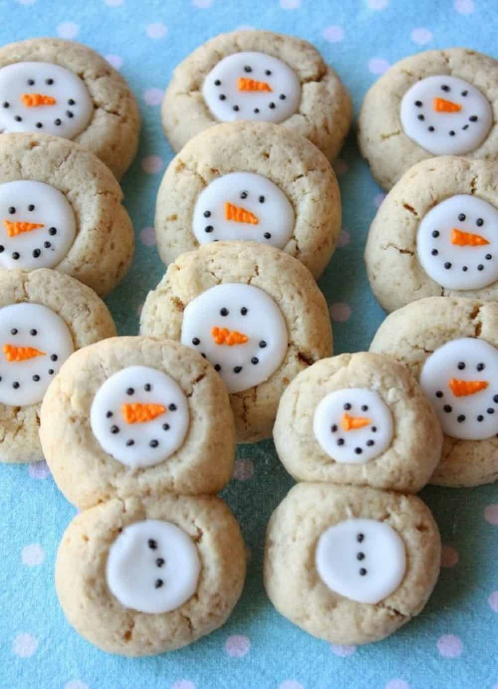 Thumbprint Snowman Christmas Cookies
