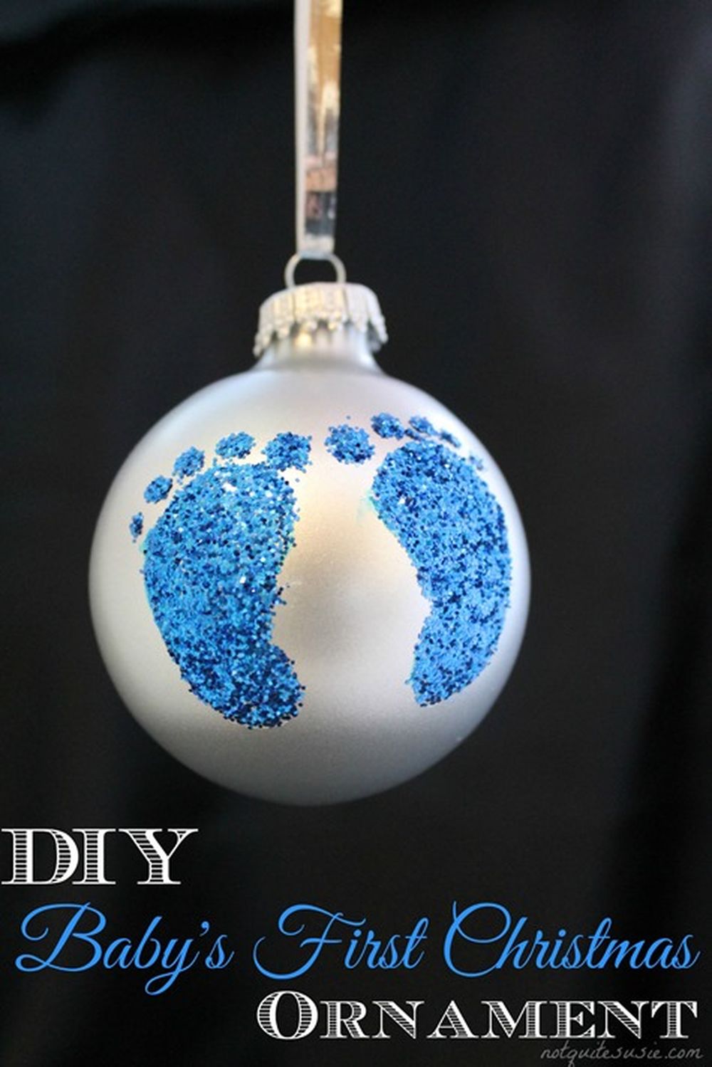 Baby footprint ornament blue christmas tree decorations