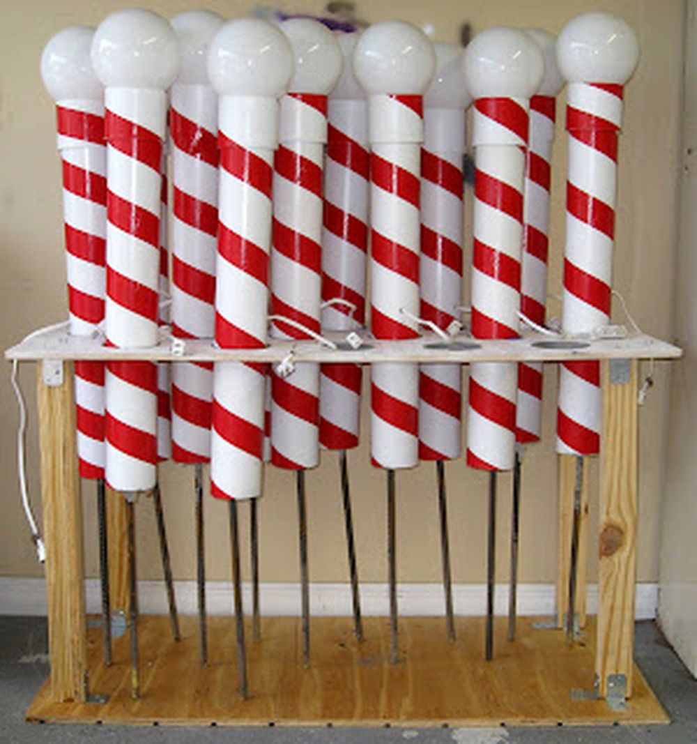 Candy cane pvc poles christmas yard decoration ideas