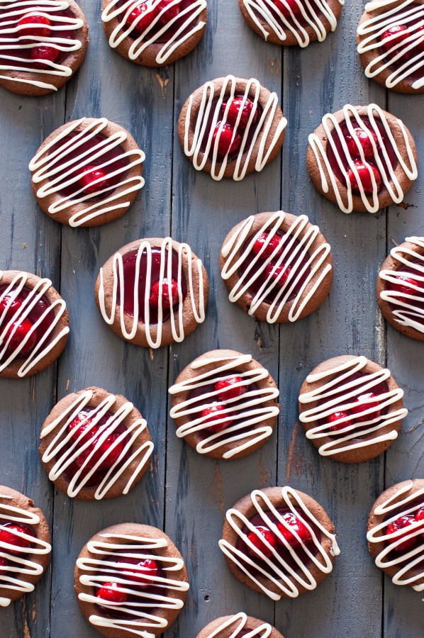 Chocolate cherry meltaway thumbprint cookies