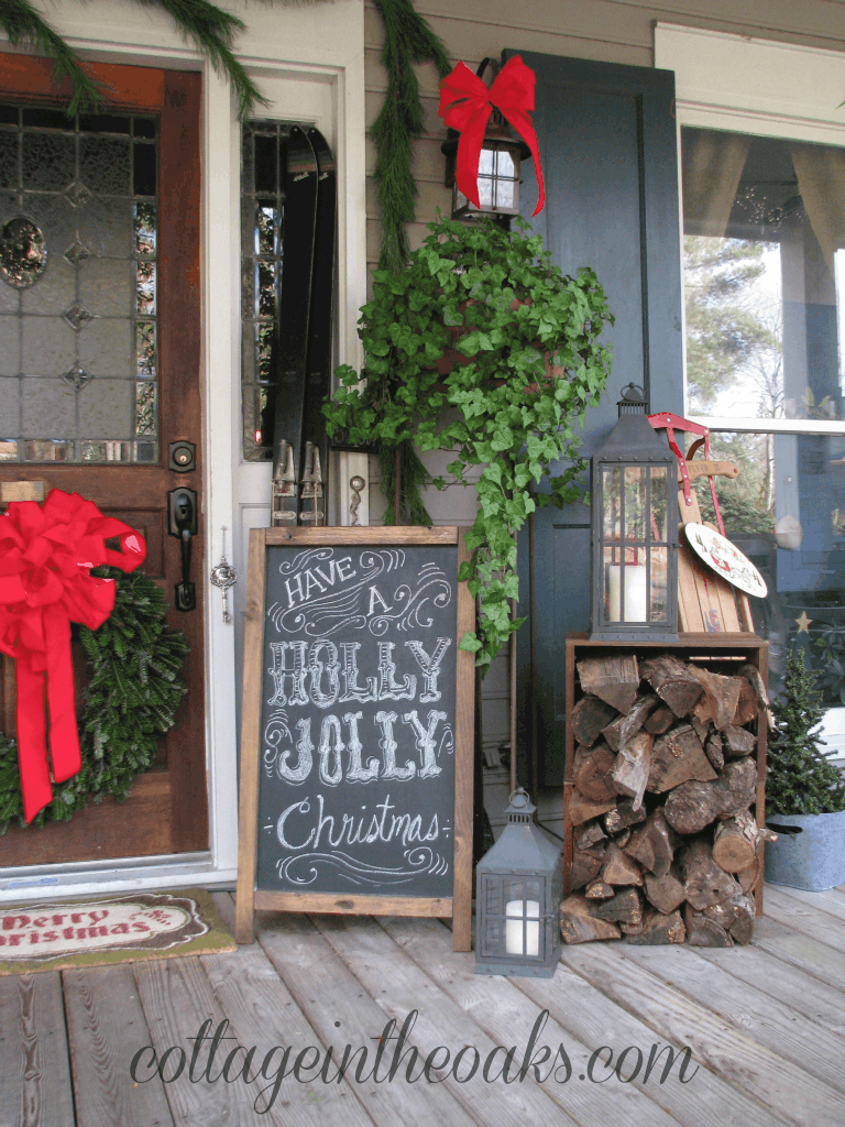 Front Porch Christmas Decorations with Chalkboards 