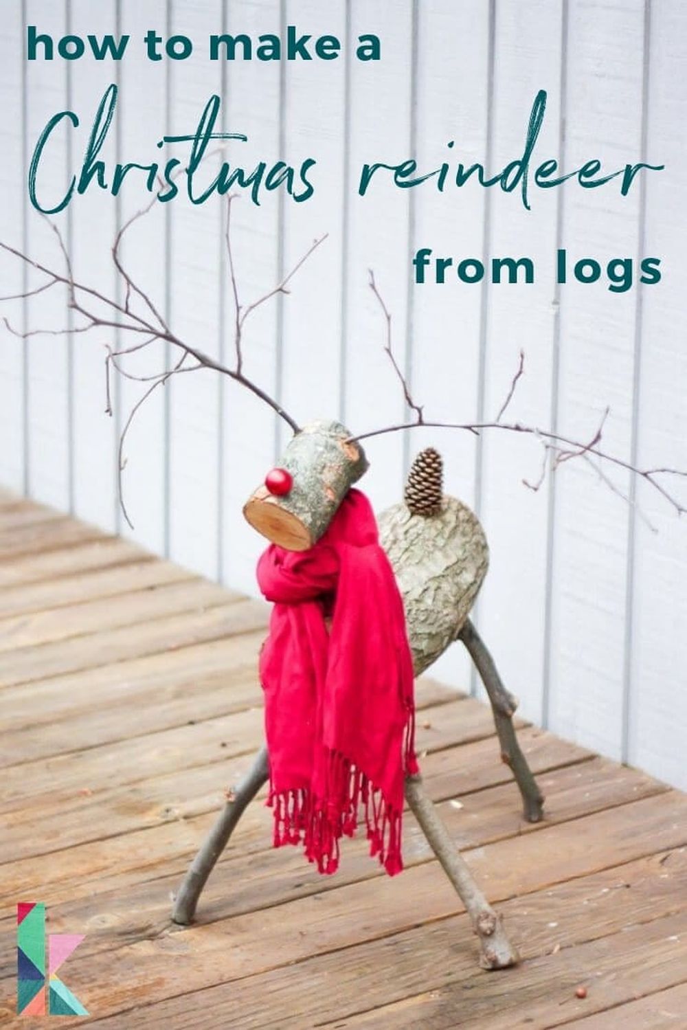 Christmas reindeer from logs wooden christmas yard decorations