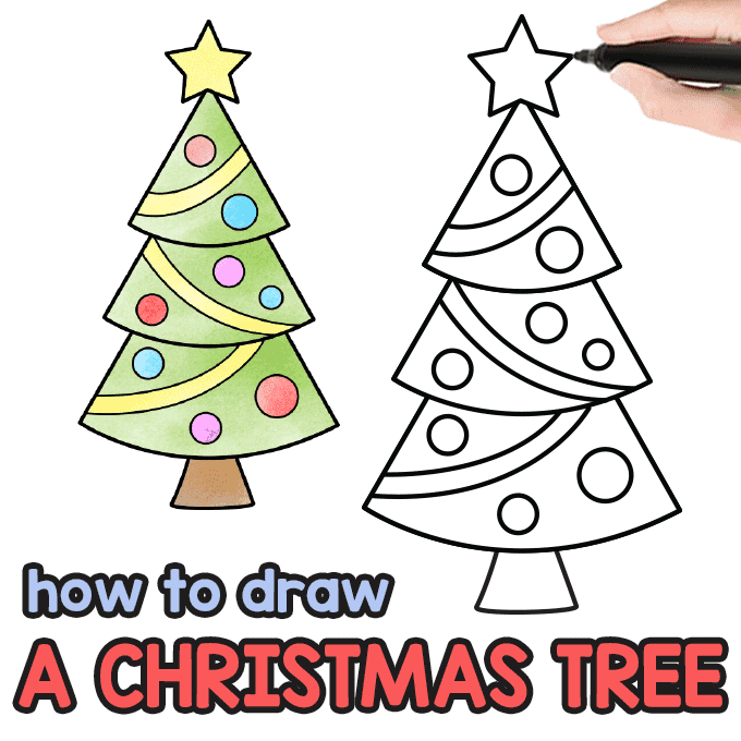Christmas tree directed drawing guide