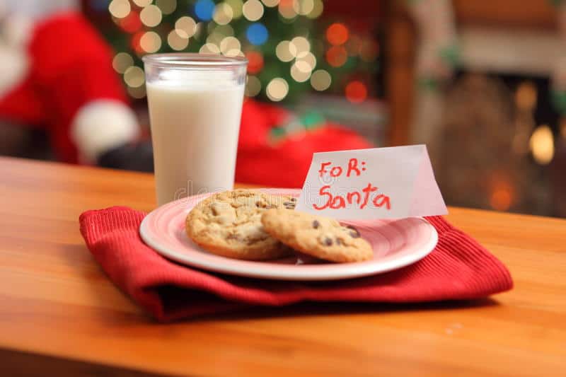 Classic milk and cookies for santa
